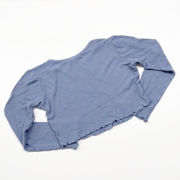 Bozzolo blue ribbed long sleeve crop top - Picture 2 of 4